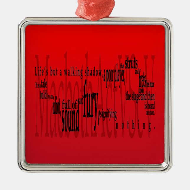 "Lebens aber ein gehender Schatten" Macbeth Ornament Aus Metall (Vorne)