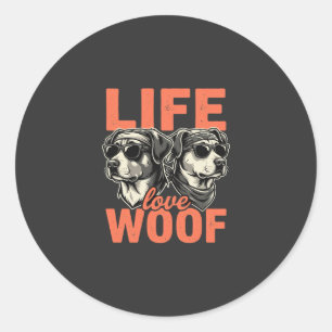 Lebens Liebe Wuff Hunde Liebhaber Runder Aufkleber