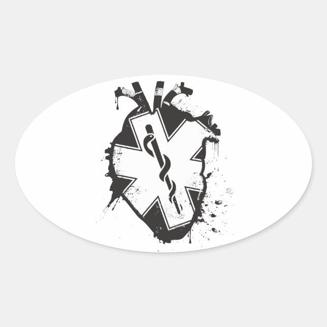 Lebensart anatomisches Herz Ovaler Aufkleber (Vorderseite)