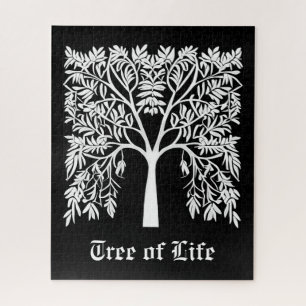 Lebensbaum #1 Weiß auf schwarz