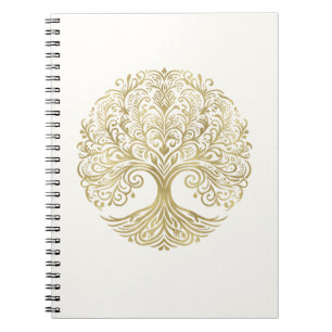Lebensbaum-Creme- und Gold-Keltische Hochzeit Notizblock