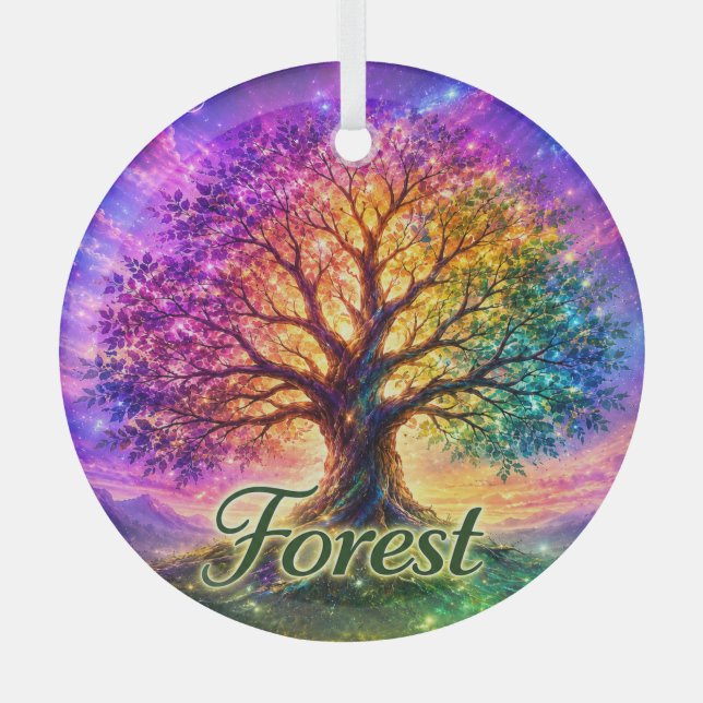 Lebensbaum des Waldes Ornament Aus Glas (Vorderseite)