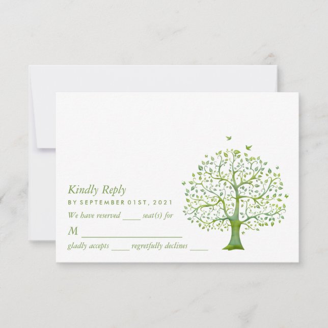 Lebensbaum, elegante Hochzeitskarte RSVP Karte (Vorderseite)