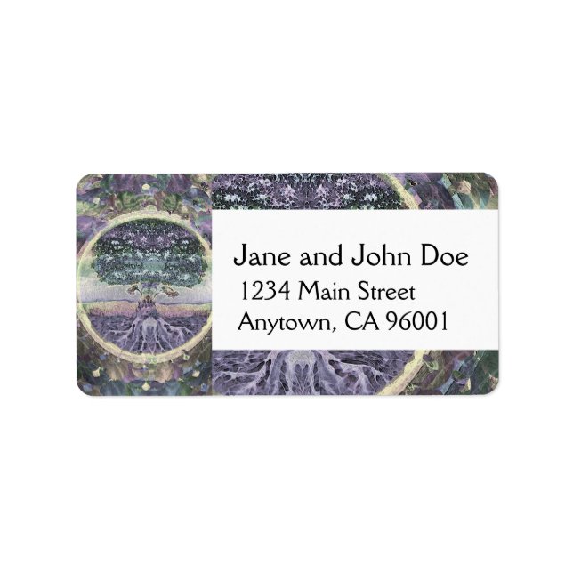 Lebensbaum in Rainbow-Metal-Farben Adressaufkleber (Vorne)