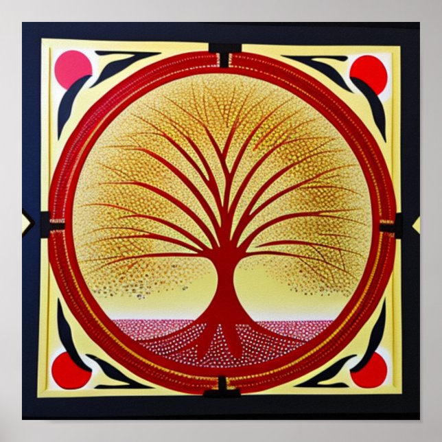 Lebensbaum in rotem Poster (Vorne)