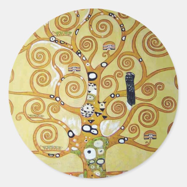 LEBENSBAUM - Klimt Runder Aufkleber (Vorderseite)