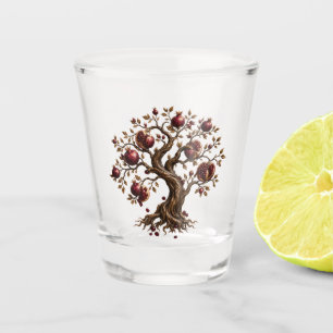 Lebensbaum mit Granatäpfeln   3D-Relief-Kunst Schnapsglas