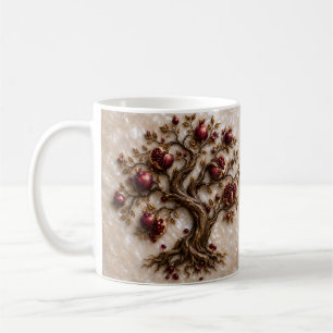 Lebensbaum mit Granatäpfeln 3D-Reliefkunst Kaffeetasse