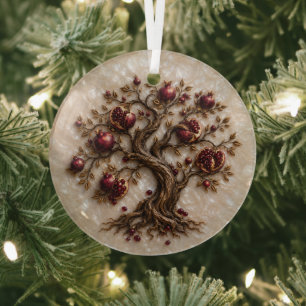 Lebensbaum mit Granatäpfeln   3D-Reliefkunst Ornament Aus Glas