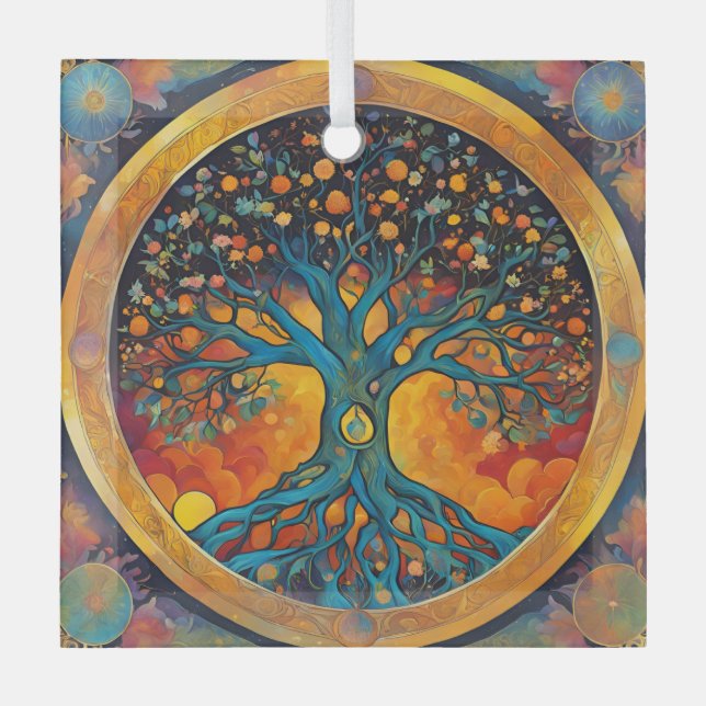 Lebensbaum Ornament Aus Glas (Vorderseite)