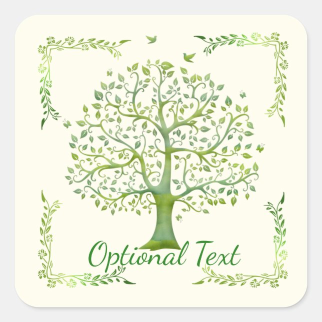 Lebensbaum Quadratischer Aufkleber (Vorderseite)