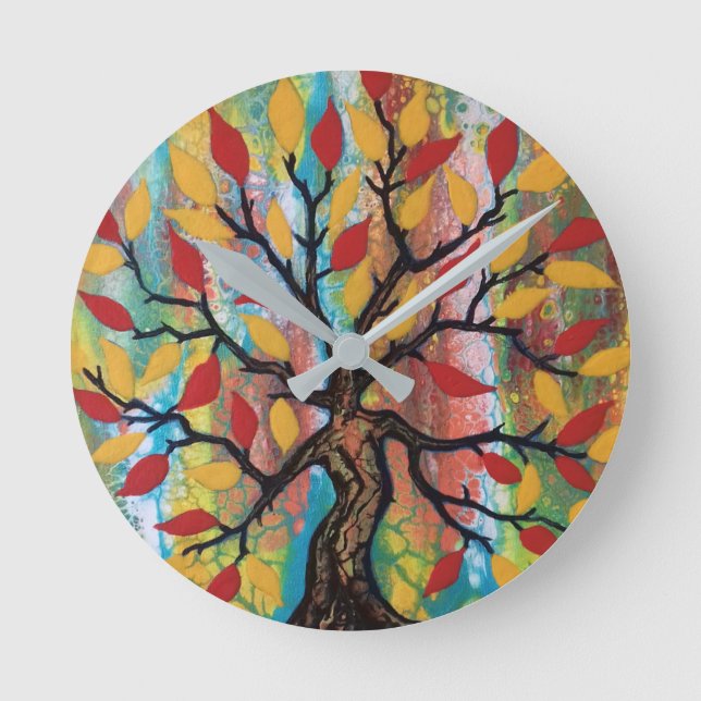 Lebensbaum Runde Wanduhr (Vorderseite)
