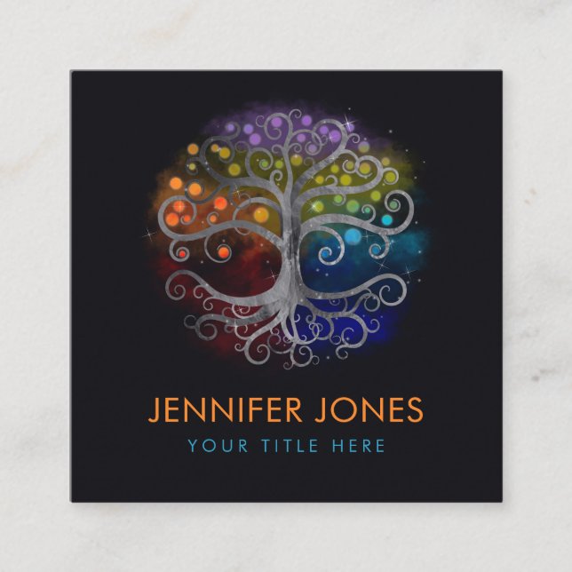 Lebensbaum Silberschwirl Quadratische Visitenkarte (Vorderseite)