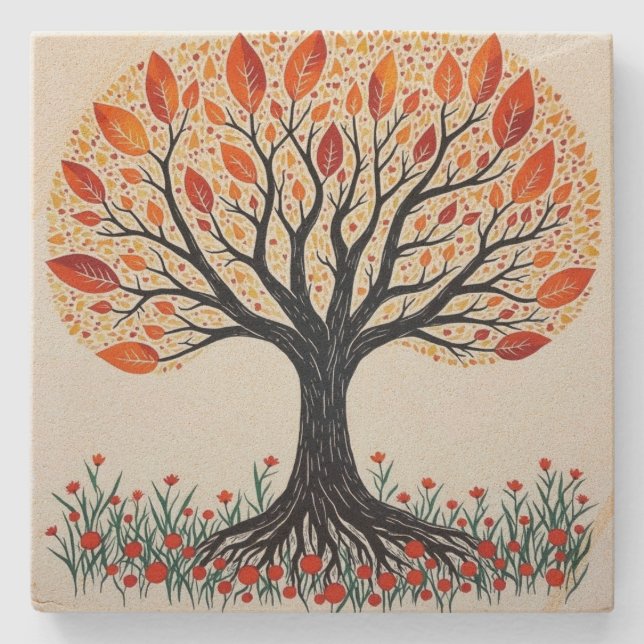 Lebensbaum Steinuntersetzer (Vorderseite)