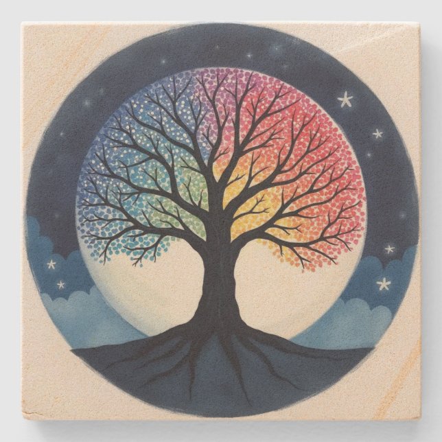 Lebensbaum Steinuntersetzer (Vorderseite)