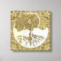 Lebensbaum Yin Yang Gold Mandala