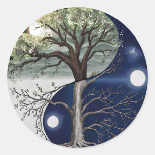Lebensbaum Yin Yang Runder Aufkleber