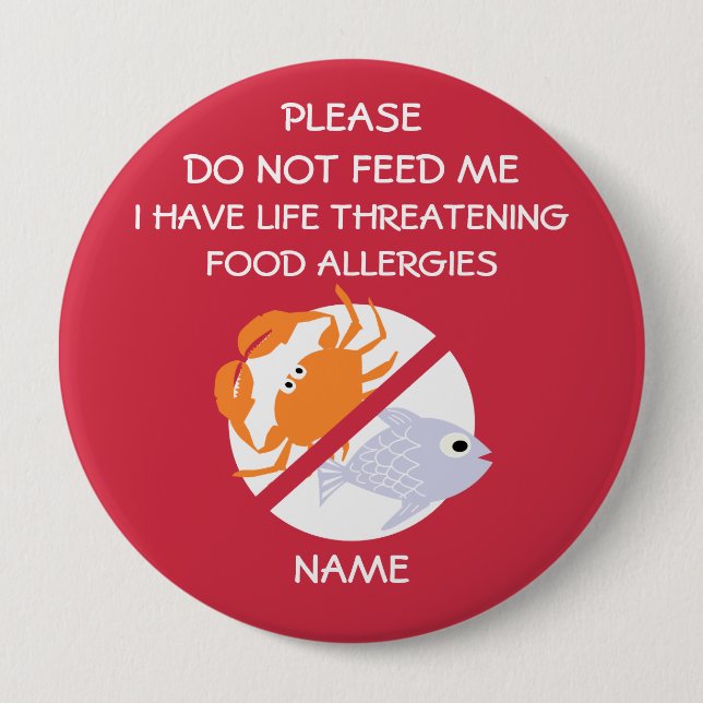 Lebensbedrohendes Fisch-Allergie-Button, füttern Button (Vorderseite)