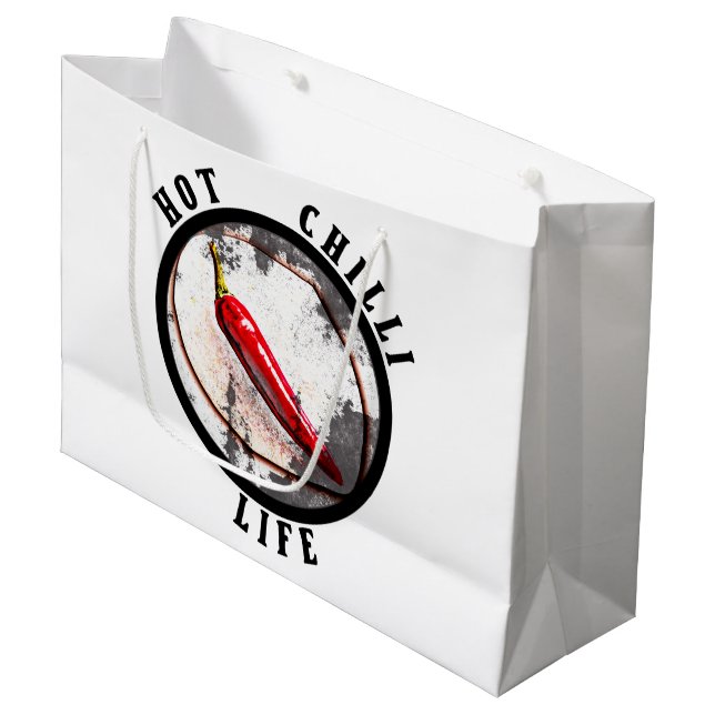 Lebensdauer der heißen Chili Große Geschenktüte (Vorderseite Schrägansicht)