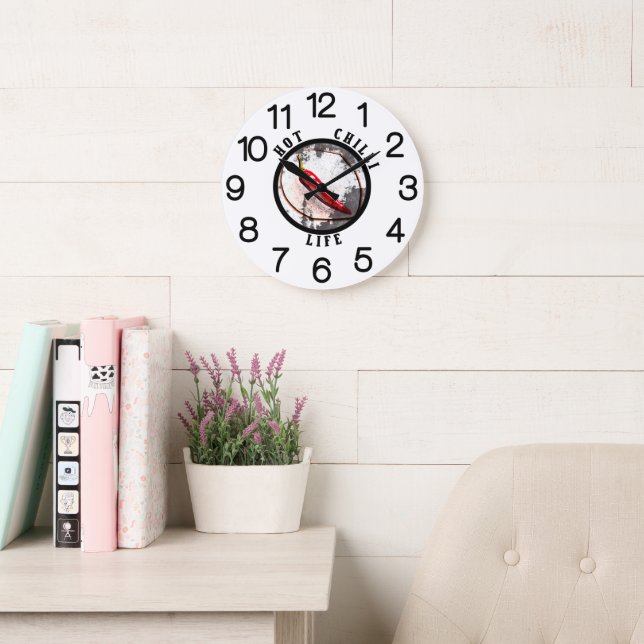 Lebensdauer der heißen Chili Große Wanduhr (Lesesaal)