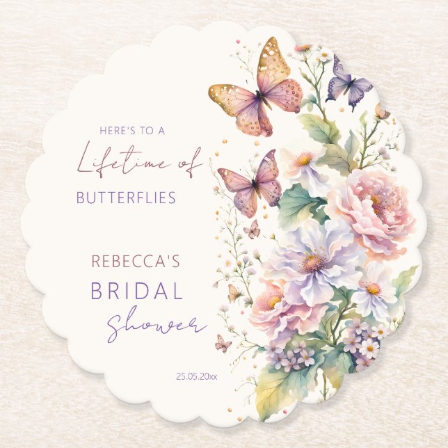 Lebensdauer der Schmetterlinge Brautparty bevorzug Untersetzer (Vorderseite)