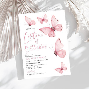 Lebensdauer der Schmetterlinge Rosa Brautparty Einladung