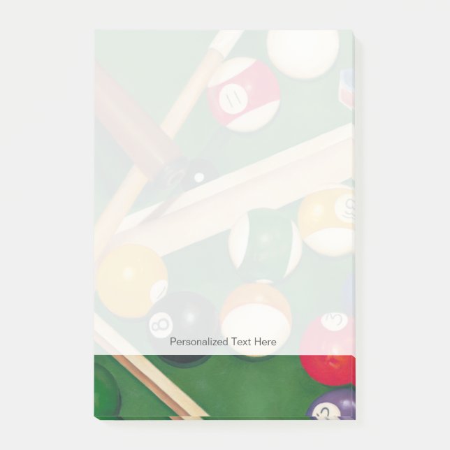 Lebensechte Billard-Tabelle mit Bällen und Kreide Post-it Klebezettel (Vorderseite)