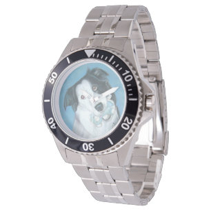 lebensechte Porträtmalerei des Border-Colliehundes Armbanduhr