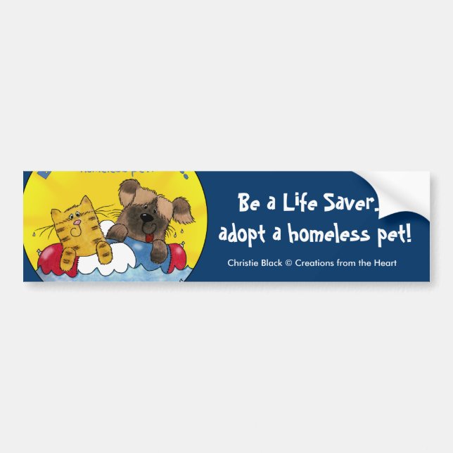 Lebensersparnis - Adoptiert Obdachlose Autoaufkleber (Vorne)