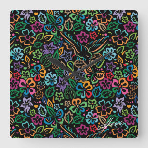 Lebensfarbe Quadratische Wanduhr