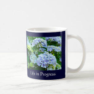 Lebensfortschritt-Kaffeetasse-Mug Blaue Hortensien Kaffeetasse