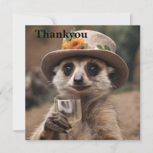 "Lebensfreude: Gran Meerkat genießt Glas Wein Dankeskarte