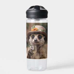 "Lebensfreude: Gran Meerkat genießt Glas Wein Trinkflasche