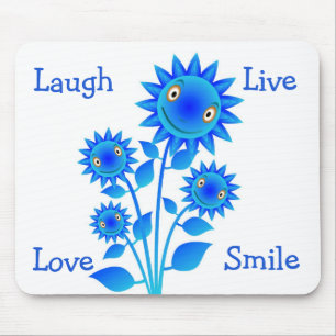 Lebensfreude Motivationszitat Blaue Sonnenblumen Mousepad