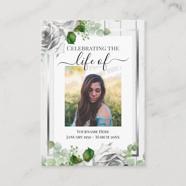 Lebensgefeiert Rustikales Holz 1 Foto Erinnerung Visitenkarte (Vorderseite)