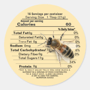 Lebensgröße Biene reine Honey Ernährung Fakt Gold  Runder Aufkleber