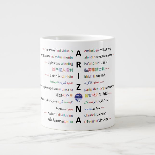 Lebensgrundsätze - Sprachen von Arizona 1 Jumbo-Tasse (Vorderseite)