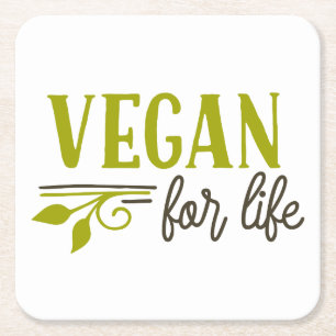 lebenslang vegan rechteckiger pappuntersetzer