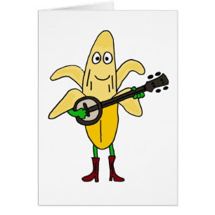 LEBENSLAUF, lustige Banane, die Banjo-Cartoon