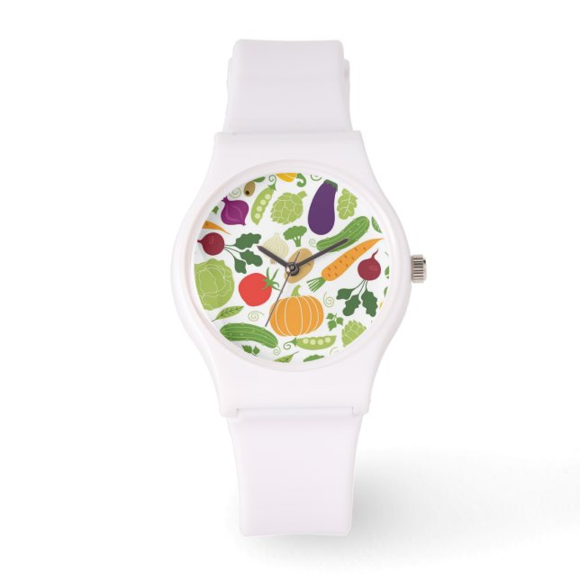 Lebensmittel auf weißem Hintergrund Armbanduhr (Vorderseite)