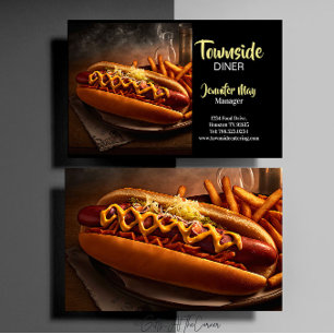 Lebensmittel Diner Hotdog und Pommes Frites Restau Visitenkarte