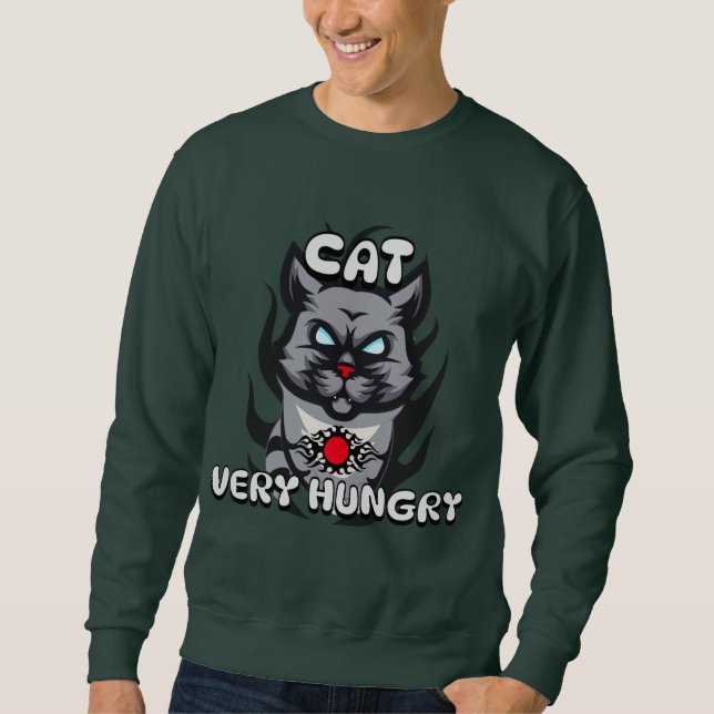 Lebensmittel, Katzen sehr hungrig, einfach und Coo Sweatshirt (Vorderseite)