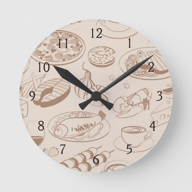 Lebensmittel Muster 3 Runde Wanduhr (Vorderseite)