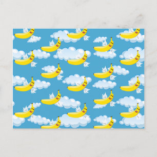 Lebensmittel Party Cartoon Bananen Postkarte