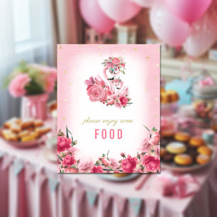 Lebensmittel-Schild Baby Shower Rosa Flamingo Ball Poster