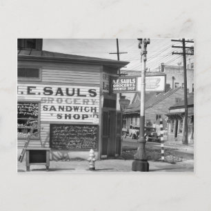 Lebensmittel- und Sandwichgeschäft, 1934 Postkarte