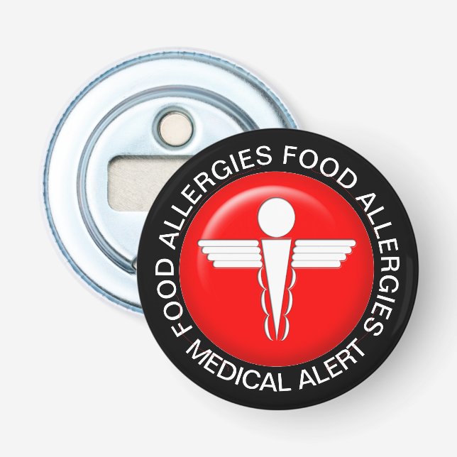 Lebensmittelallergie Medizinische Warnkette Schlüs Flaschenöffner (Vorderseite)