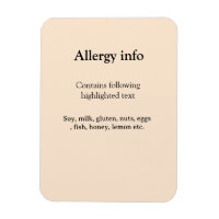Lebensmittelallergie-Warnung Name hinzufügen Text