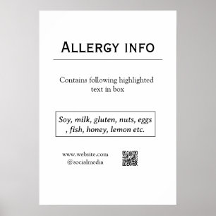 Lebensmittelallergie-Warnung Name Text Lebensmitte Poster