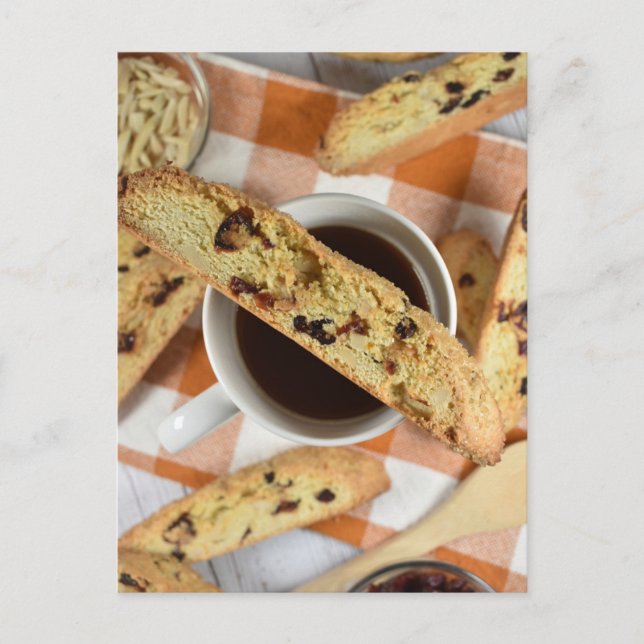 Lebensmittelfotografie Cranberry Almond Biscotti C Postkarte (Vorderseite)